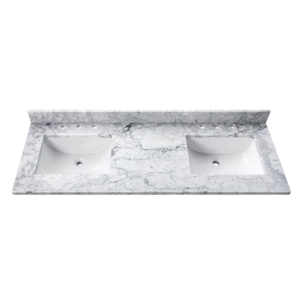 Avanity 73 in. Carrara White Marble Top with Dual Rectangular Sinks