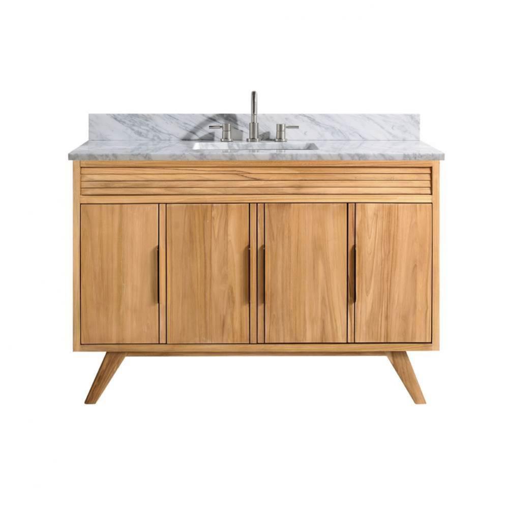 Avanity Taylor 49 in. Vanity Combo in Natural Teak with Carrara White Marble Top