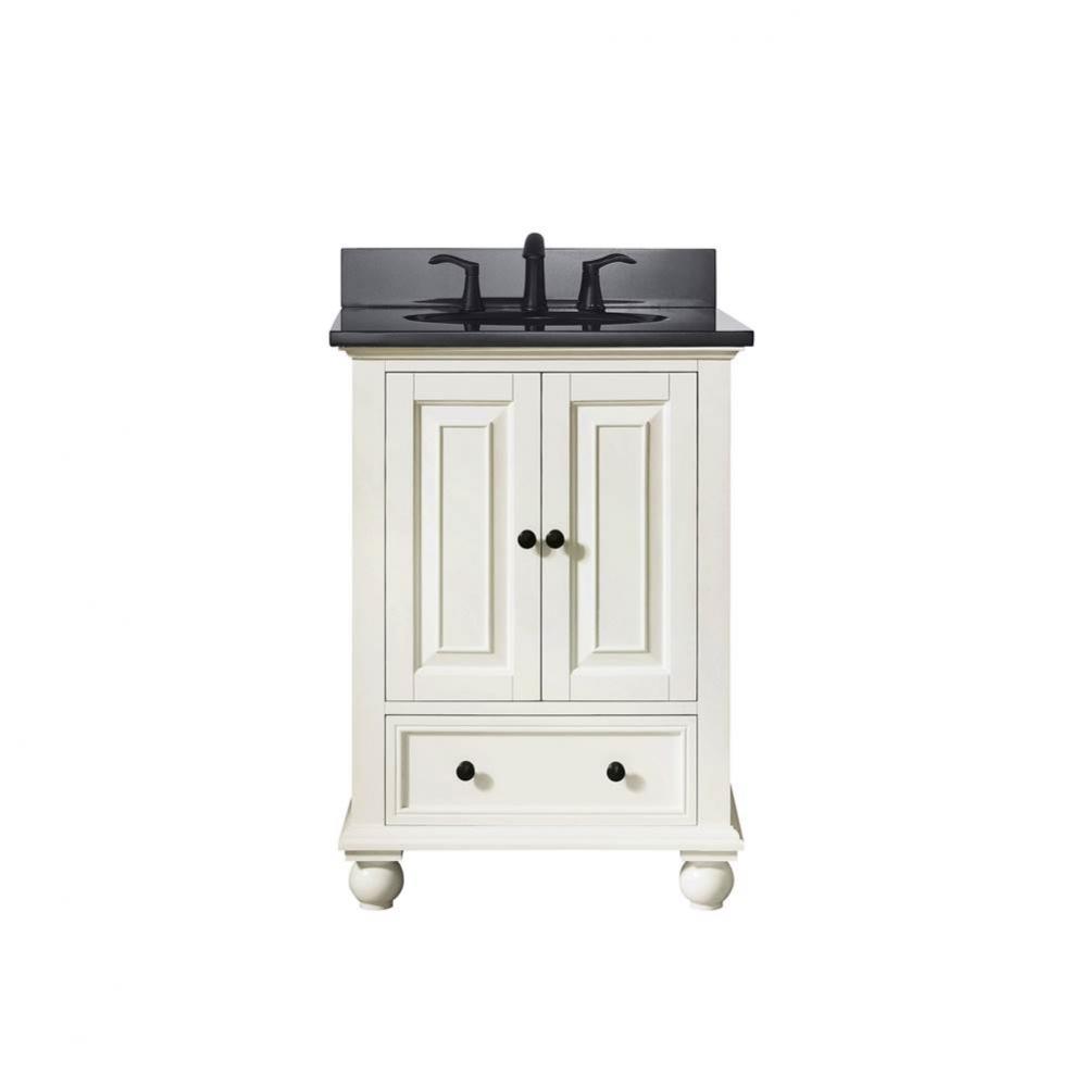 Avanity Thompson 25 in. Vanity in French White finish with Black Granite Top