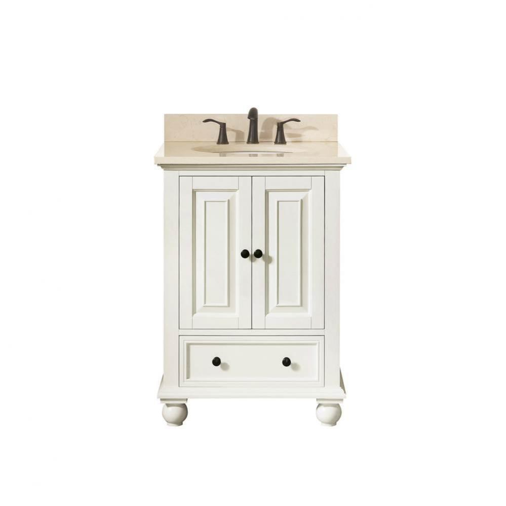 Avanity Thompson 25 in. Vanity in French White finish with Galala Beige Marble Top