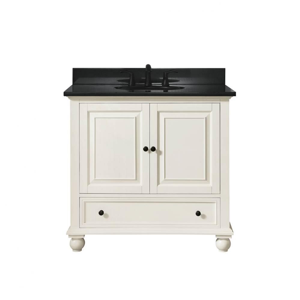 Avanity Thompson 37 in. Vanity in French White finish with Black Granite Top