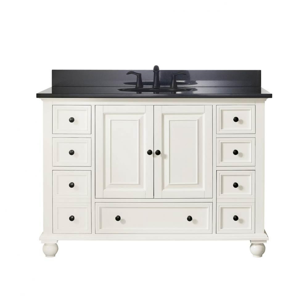 Avanity Thompson 49 in. Vanity in French White finish with Black Granite Top