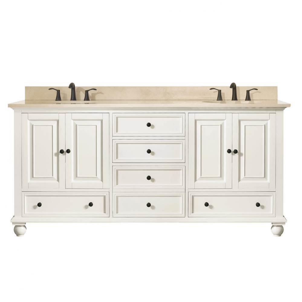 Avanity Thompson 73 in. Double Vanity in French White finish with Galala Beige Marble Top