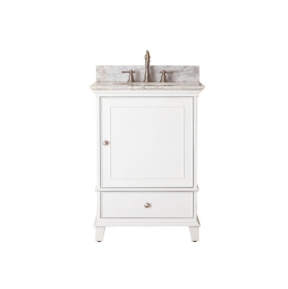 Avanity Windsor 25 in. Vanity in White finish with Carrara White Marble Top