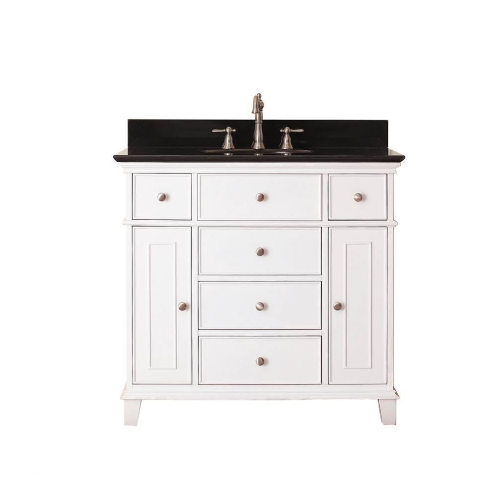 Avanity Windsor 37 in. Vanity in White finish with Black Granite Top