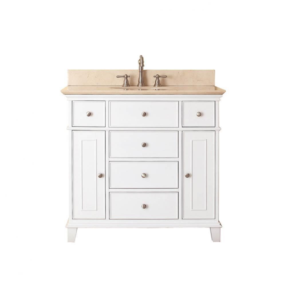 Avanity Windsor 37 in. Vanity in White finish with Galala Beige Marble Top