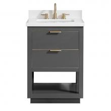 Avanity ALLIE-VS25-TGG-WQ - Avanity Allie 25 in. Vanity Combo in Twilight Gray with Gold Trim and White Quartz Top