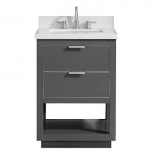 Avanity ALLIE-VS25-TGS-WQ - Avanity Allie 25 in. Vanity Combo in Twilight Gray with Silver Trim and White Quartz Top