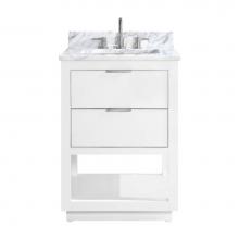 Avanity ALLIE-VS25-WTS-C - Avanity Allie 25 in. Vanity Combo in White with Silver Trim and Carrara White Marble Top