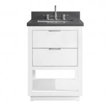 Avanity ALLIE-VS25-WTS-GQ - Avanity Allie 25 in. Vanity Combo in White with Silver Trim and Gray Quartz Top