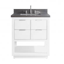 Avanity ALLIE-VS31-WTS-GQ - Avanity Allie 31 in. Vanity Combo in White with Silver Trim and Gray Quartz Top