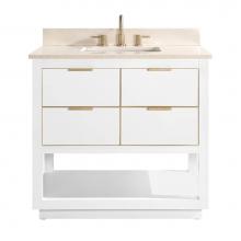 Avanity ALLIE-VS37-WTG-D - Avanity Allie 37 in. Vanity Combo in White with Gold Trim and Crema Marfil Marble Top