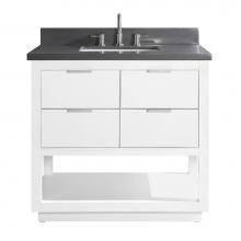 Avanity ALLIE-VS37-WTS-GQ - Avanity Allie 37 in. Vanity Combo in White with Silver Trim and Gray Quartz Top