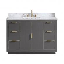 Avanity AUSTEN-VS49-TGG-C - Avanity Austen 49 in. Vanity Combo in Twilight Gray with Gold Trim and Carrara White Marble Top