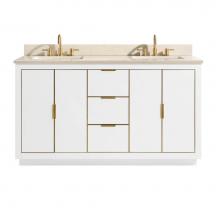 Avanity AUSTEN-VS61-WTG-D - Avanity Austen 61 in. Vanity Combo in White with Gold Trim and Crema Marfil Marble Top