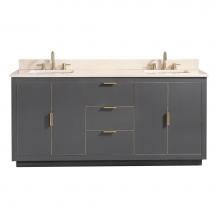 Avanity AUSTEN-VS73-TGG-D - Avanity Austen 73 in. Vanity Combo in Twilight Gray with Gold Trim and Crema Marfil Marble Top