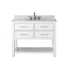 Avanity BROOKS-VS42-WT-C - Avanity Brooks 43 in. Vanity in White finish with Carrara White Marble Top