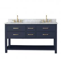 Avanity BROOKS-VS60-NB-C - Avanity Brooks 61 in. Double Vanity in Navy Blue with Carrara White Marble Top