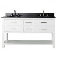 Avanity BROOKS-VS60-WT-A - Avanity Brooks 61 in. Double Vanity in White finish with Black Granite Top