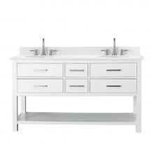 Avanity BROOKS-VS60-WT-EW - Avanity Brooks 61 in. Double Vanity in White finish with Engineered White Stone Top