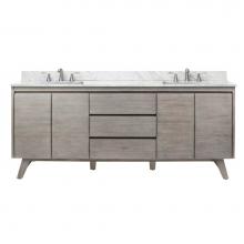 Avanity COVENTRY-VS73-GT - Avanity Coventry 73 in. Vanity Combo in Gray Teak with Carrara White Marble Top