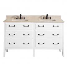 Avanity DELANO-VS60-WT-B - Avanity Delano 61 in. Double Vanity in White finish with Galala Beige Marble Top