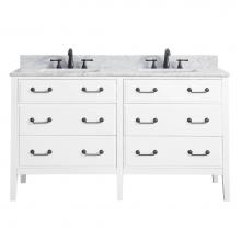 Avanity DELANO-VS60-WT-C - Avanity Delano 61 in. Double Vanity in White finish with Carrara White Marble Top