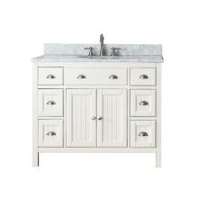 Avanity HAMILTON-VS42-FW-C - Avanity Hamilton 43 in. Vanity in French White finish with Carrara White Marble Top