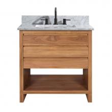 Avanity KAI-VS31-NT - Avanity Kai 31 in. Vanity in Natural Teak with Carrara White Marble Top