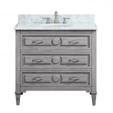 Avanity KELLY-VS36-GB-C - Avanity Kelly 37 in. Vanity in Grayish Blue finish with Carrara White Marble Top