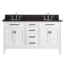 Avanity MADISON-VS60-WT-A - Avanity Madison 61 in. Double Vanity in White finish with Black Granite Top