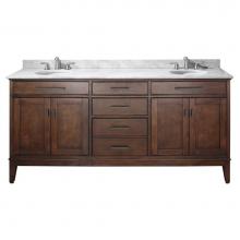 Avanity MADISON-VS72-TO-C - Avanity Madison 73 in. Double Vanity in Tobacco finish with Carrara White Marble Top