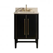 Avanity MASON-VS25-BKG-D - Avanity Mason 25 in. Vanity Combo in Black with Gold Trim and Crema Marfil Marble Top