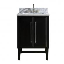 Avanity MASON-VS25-BKS-C - Avanity Mason 25 in. Vanity Combo in Black with Silver Trim and Carrara White Marble Top