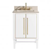 Avanity MASON-VS25-WTG-D - Avanity Mason 25 in. Vanity Combo in White with Gold Trim and Crema Marfil Marble Top