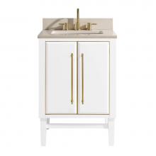 Avanity MASON-VS25-WTG-D - Avanity Mason 25 in. Vanity Combo in White with Gold Trim and Crema Marfil Marble Top