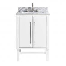 Avanity MASON-VS25-WTS-C - Avanity Mason 25 in. Vanity Combo in White with Silver Trim and Carrara White Marble Top