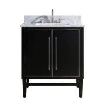 Avanity MASON-VS31-BKS-C - Avanity Mason 31 in. Vanity Combo in Black with Silver Trim and Carrara White Marble Top