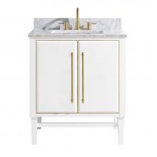 Avanity MASON-VS31-WTG-C - Avanity Mason 31 in. Vanity Combo in White with Gold Trim and Carrara White Marble Top