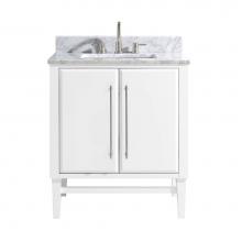 Avanity MASON-VS31-WTS-C - Avanity Mason 31 in. Vanity Combo in White with Silver Trim and Carrara White Marble Top