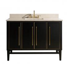 Avanity MASON-VS49-BKG-D - Avanity Mason 49 in. Vanity Combo in Black with Gold Trim and Crema Marfil Marble Top