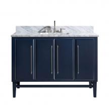 Avanity MASON-VS49-NBS-C - Avanity Mason 49 in. Vanity Combo in Navy Blue with Silver Trim and Carrara White Marble Top