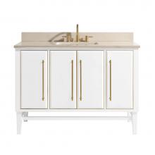 Avanity MASON-VS49-WTG-D - Avanity Mason 49 in. Vanity Combo in White with Gold Trim and Crema Marfil Marble Top