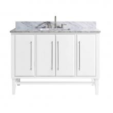 Avanity MASON-VS49-WTS-C - Avanity Mason 49 in. Vanity Combo in White with Silver Trim and Carrara White Marble Top