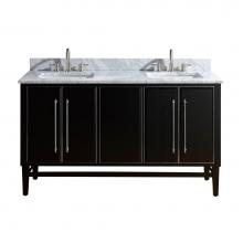 Avanity MASON-VS61-BKS-C - Avanity Mason 61 in. Vanity Combo in Black with Silver Trim and Carrara White Marble Top