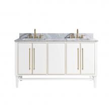 Avanity MASON-VS61-WTG-C - Avanity Mason 61 in. Vanity Combo in White with Gold Trim and Carrara White Marble Top