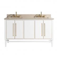 Avanity MASON-VS61-WTG-D - Avanity Mason 61 in. Vanity Combo in White with Gold Trim and Crema Marfil Marble Top