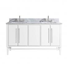 Avanity MASON-VS61-WTS-C - Avanity Mason 61 in. Vanity Combo in White with Silver Trim and Carrara White Marble Top