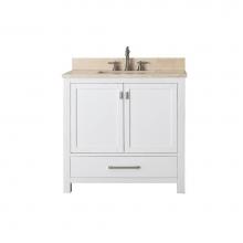 Avanity MODERO-VS36-WT-B - Avanity Modero 37 in. Vanity in White finish with Galala Beige Marble Top