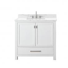 Avanity MODERO-VS36-WT-E - Avanity Modero 37 in. Vanity in White finish with Cala White Engineered Stone Top